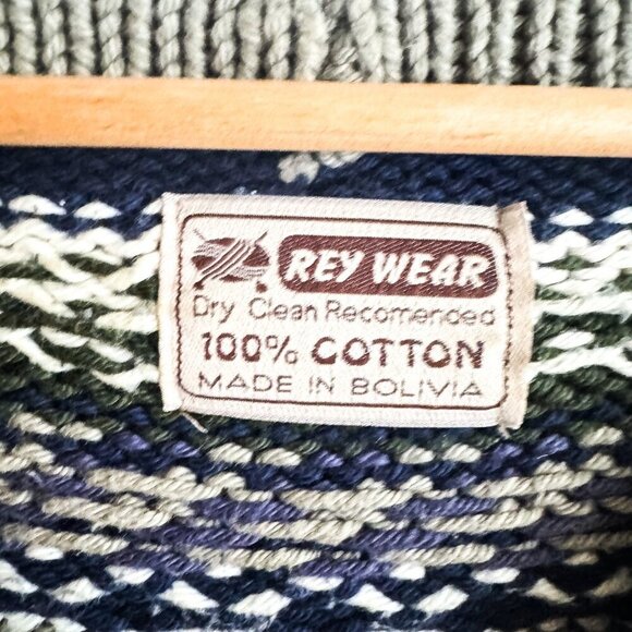 Rey Wear Multicolour Chunky V Neck Pullover Sweater L - Picture 3 of 5